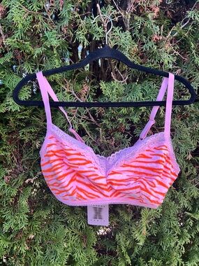 Savage X Fenty Pink & Orange Zebra Lace Bralette